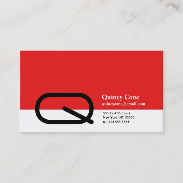 Q Letter Alphabet Business Card Red Visitenkarte (Vorderseite)