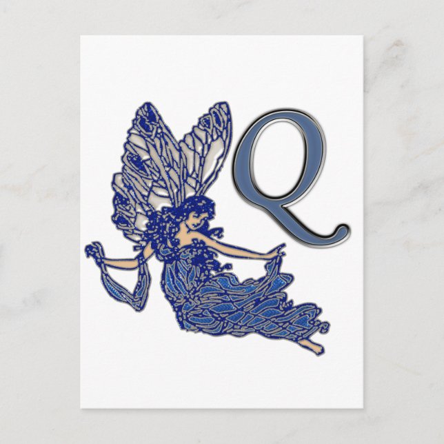Q Monogram Angel Postkarte (Vorderseite)