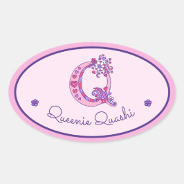 Q Monogramm individuelle Name-ID-Rosa-Aufkleber Ovaler Aufkleber