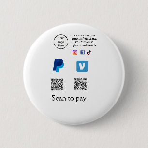 Q R Code PayPal venmo Scan zahlen hinzufügen Socia Button