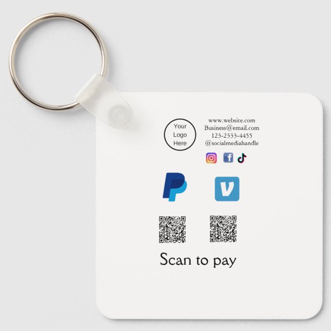 Q R Code PayPal venmo Scan zahlen hinzufügen Socia Schlüsselanhänger (Vorderseite)
