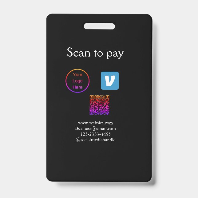Q R Code venmo scannen, um Logokombination Social  Ausweis (Vorderseite)