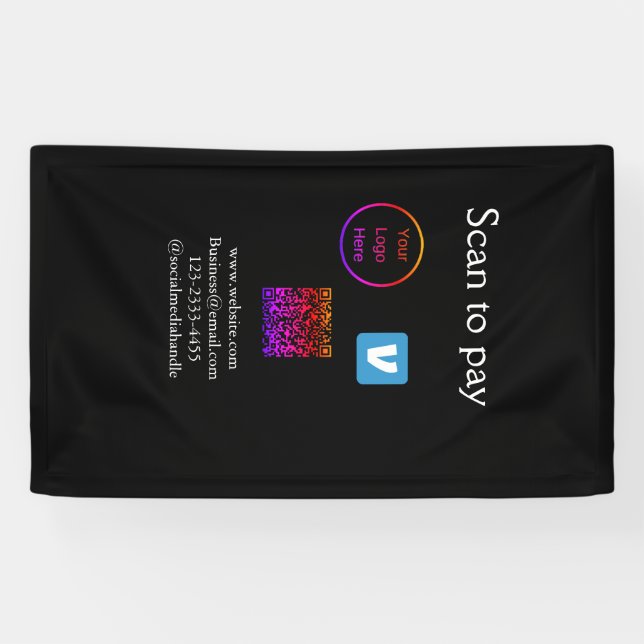 Q R Code venmo scannen, um Logokombination Social  Banner (Horizontal)