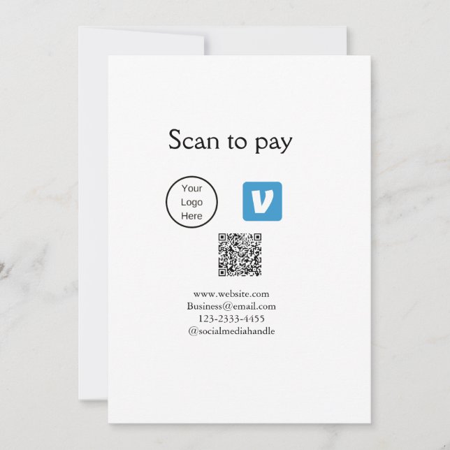 Q R Code venmo scannen, um Logokombination Social  Einladung (Vorderseite)