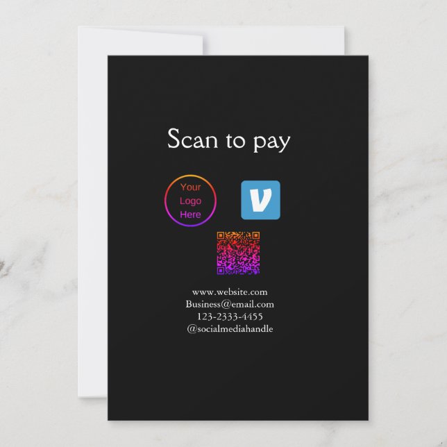 Q R Code venmo scannen, um Logokombination Social  Einladung (Vorderseite)