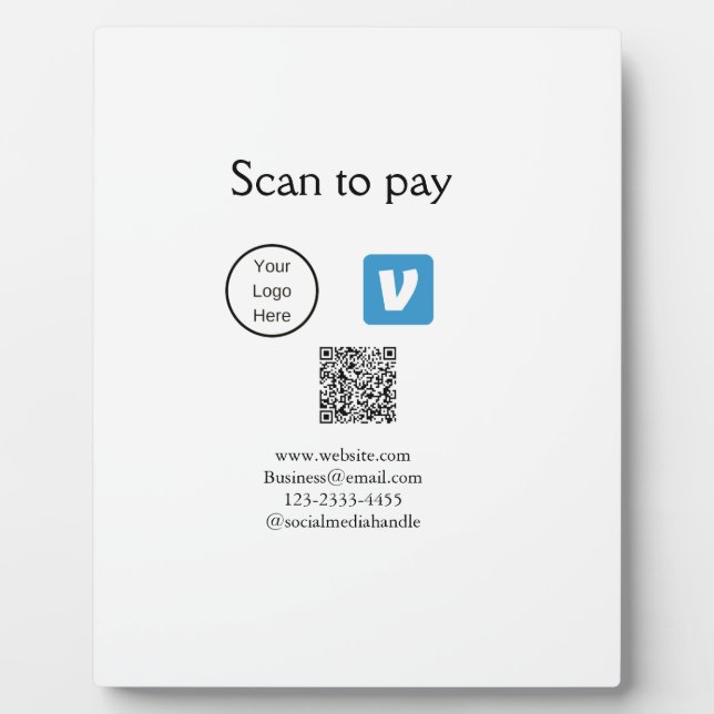 Q R Code venmo scannen, um Logokombination Social  Fotoplatte (Vorderseite)