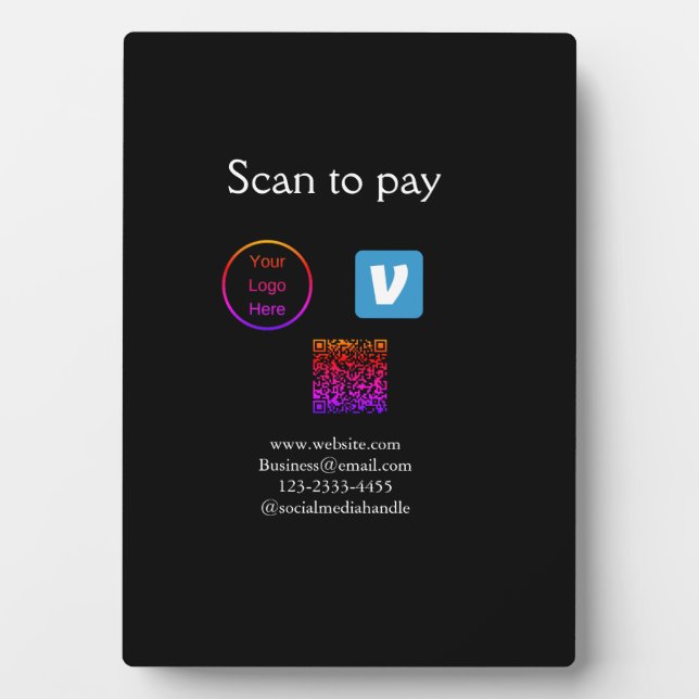 Q R Code venmo scannen, um Logokombination Social  Fotoplatte (Vorderseite)