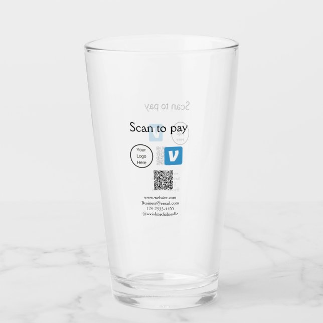 Q R Code venmo scannen, um Logokombination Social  Glas (Vorderseite)