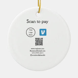 Q R Code venmo scannen, um Logokombination Social Keramik Ornament