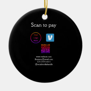 Q R Code venmo scannen, um Logokombination Social Keramik Ornament