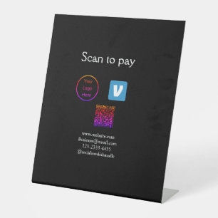 Q R Code venmo scannen, um Logokombination Social Sockelschild