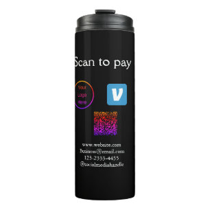 Q R Code venmo scannen, um Logokombination Social Thermosbecher