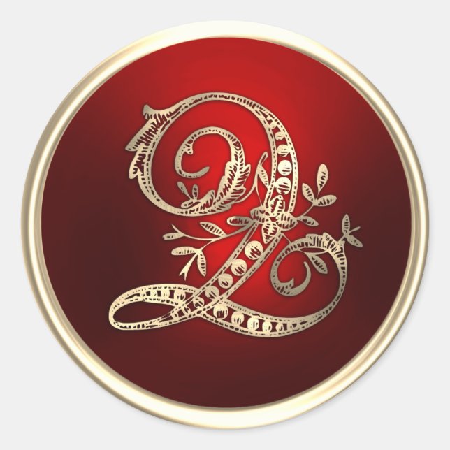 Q-Umschlag Aufkleber mit Gold und Rot (Vorderseite)