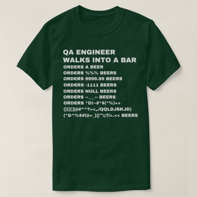 QA Engineer walks into a Bar  T-Shirt (Design vorne)