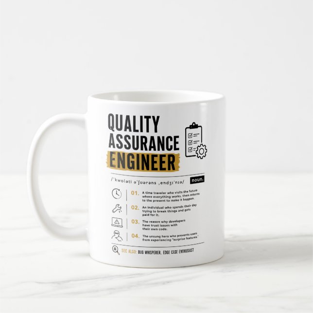 QA-Ingenieur Software-Tester Qualitätssicherung  Kaffeetasse (Links)