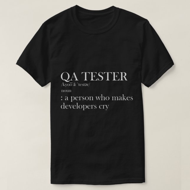 QA Tester Definition T-Shirt (Design vorne)