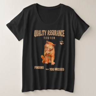 QA Tester Katzen Humor Große Größe T-Shirt
