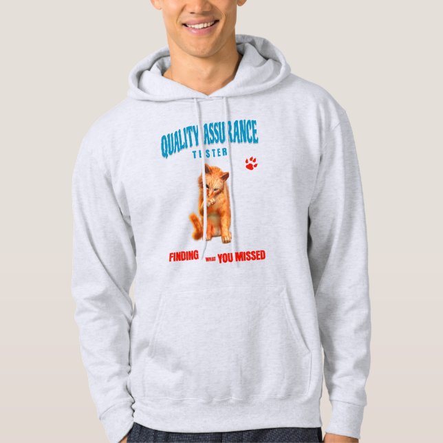 QA Tester Katzen Humor Hoodie (Vorderseite)