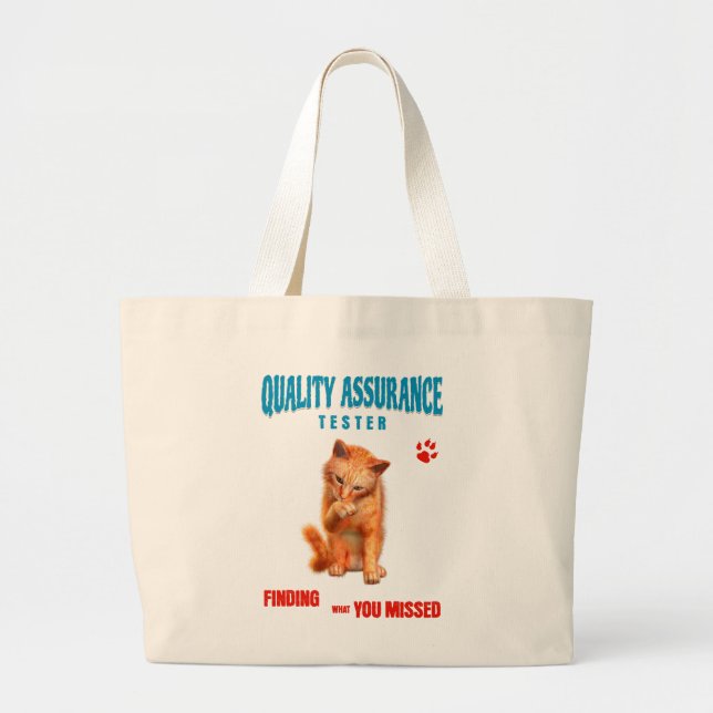 QA Tester Katzen Humor Jumbo Stoffbeutel (Vorne)