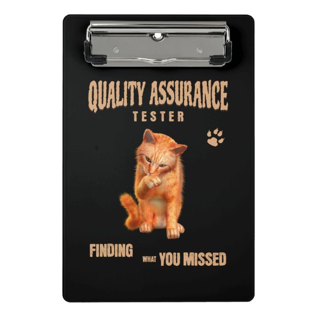 QA Tester Katzen Humor Mini Klemmbrett (Vorderseite)