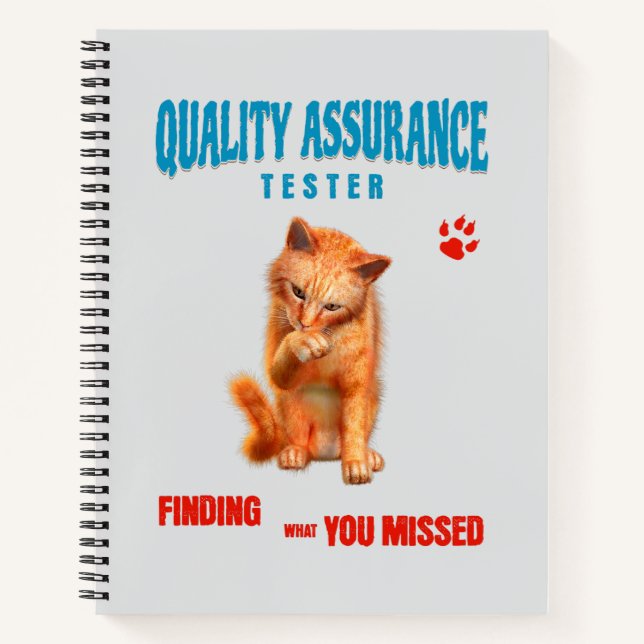 QA Tester Katzen Humor Notizbuch (Vorderseite)