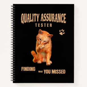 QA Tester Katzen Humor Notizbuch