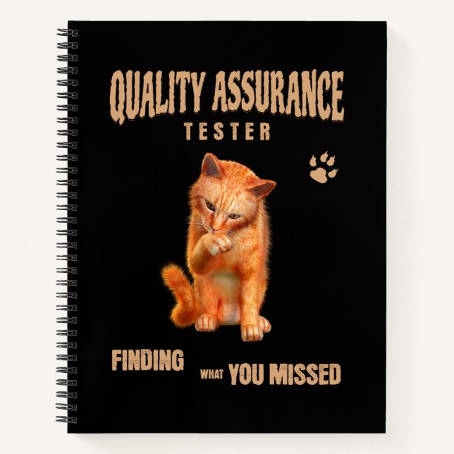 QA Tester Katzen Humor Notizbuch (Vorderseite)