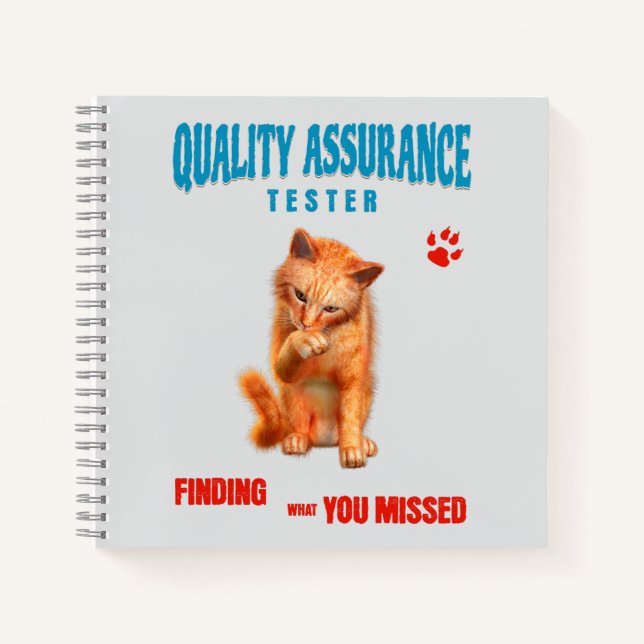 QA Tester Katzen Humor Notizbuch (Vorderseite)