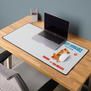 QA Tester Katzen Humor Schreibtischunterlage