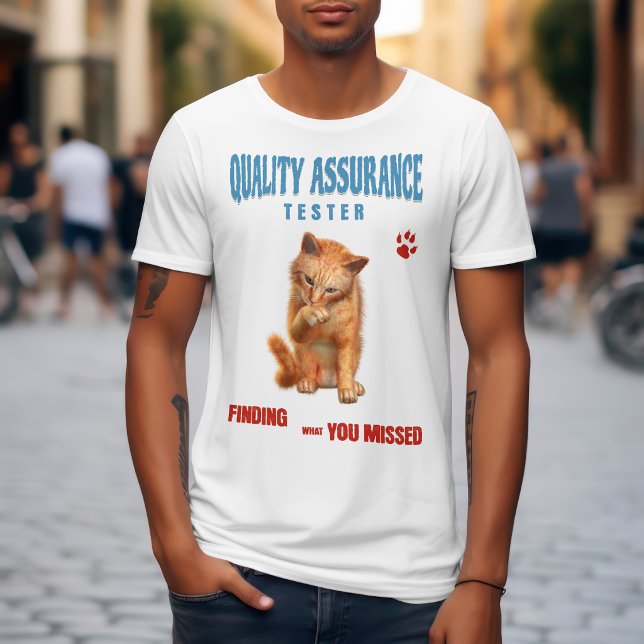 QA Tester Katzen Humor T-Shirt (Von Creator hochgeladen)