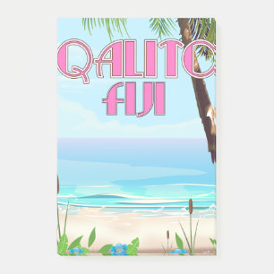 Qalito Fiji Reiseplakat Post-it Klebezettel