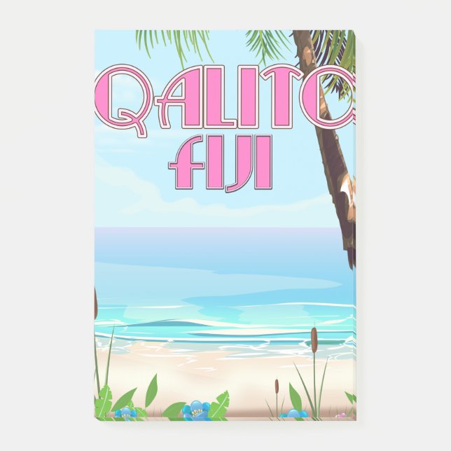 Qalito Fiji Reiseplakat Post-it Klebezettel (Vorderseite)