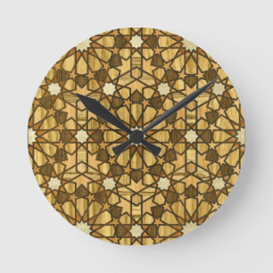 Qarawiyin Moschee Geometrisches Muster 1 Holz Runde Wanduhr