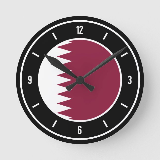 Qatar Flag Elegant Runde Wanduhr (Vorderseite)
