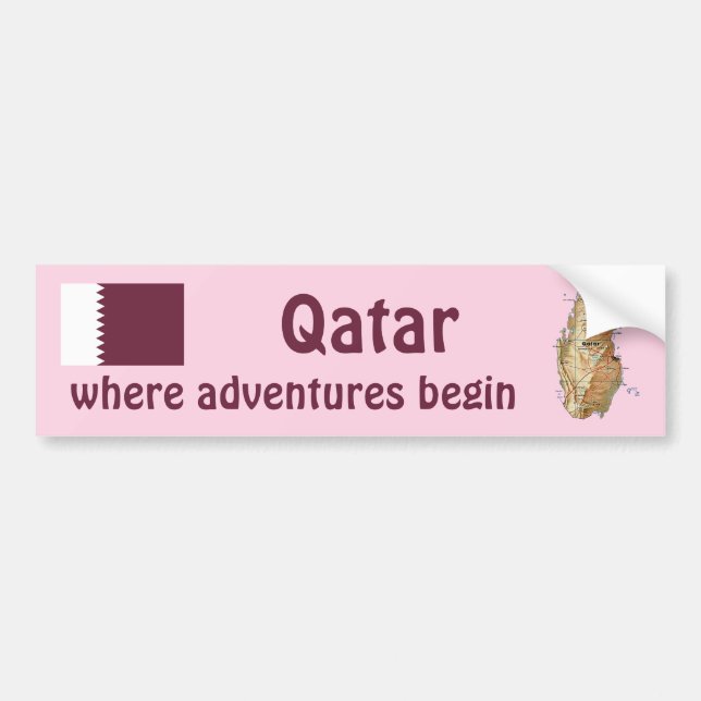 Qatar-Flagge + Karten-Autoaufkleber Autoaufkleber (Vorne)