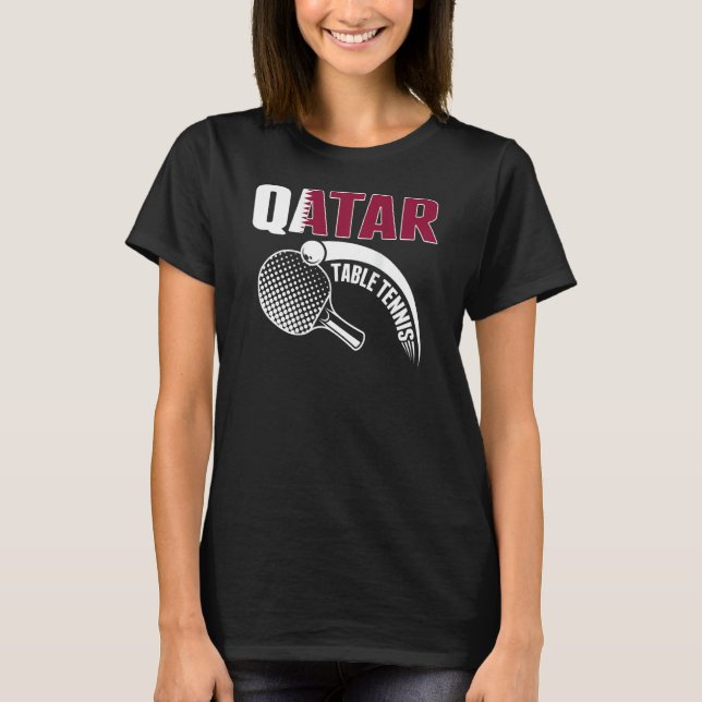 Qatar Table Tennis  Qatari Ping Pong Supporter Spo T-Shirt (Vorderseite)
