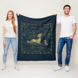 Qilin an der Erholung Golden Tapestes Fleecedecke