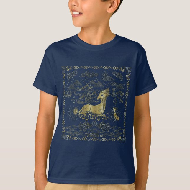 Qilin an der Erholung Golden Tapestes T-Shirt (Vorderseite)