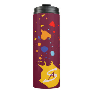 Qirky Paint Drips Dunkelviolett Monogrammiert Thermosbecher