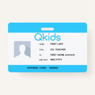 QKids ESL Lehrer ID Ausweis