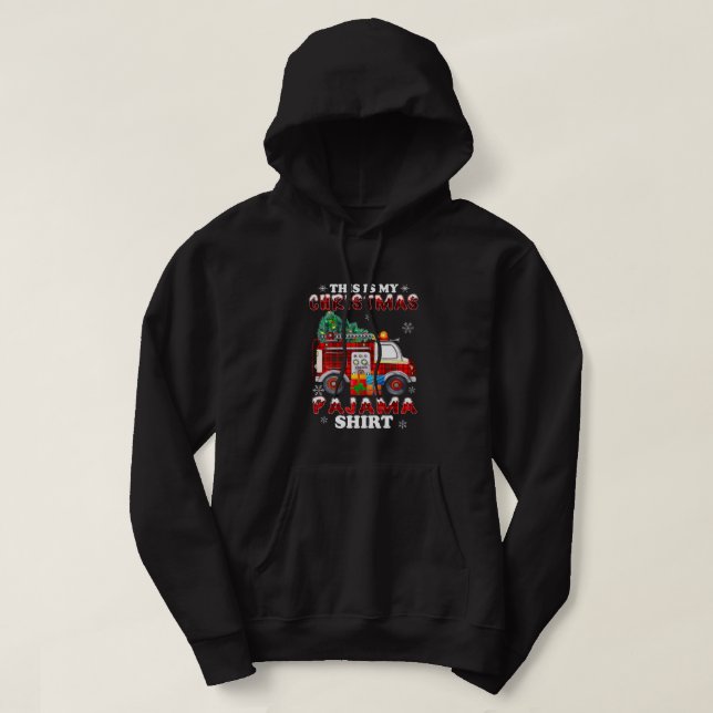 qLEd Feuerwehrhelfer Weihnachten Pajama Merry Xmas Hoodie (Design vorne)