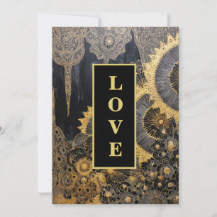 *~ QR 19 RSVP AR26 Goldene Spitze LOVE Luxus-Hochz Einladung