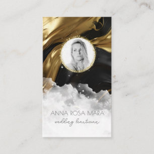 *~* QR Agate Marble FOTO LOGO BLACK AP66 Gold Visitenkarte