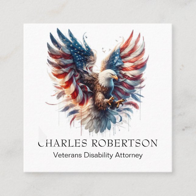 *~* QR American Flag Bald Adler AP16 Flüge Quadratische Visitenkarte (Vorderseite)