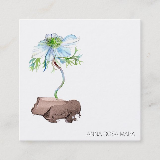 *~* QR Anemone Floral White Rose Gold Quadratische Visitenkarte (Vorderseite)