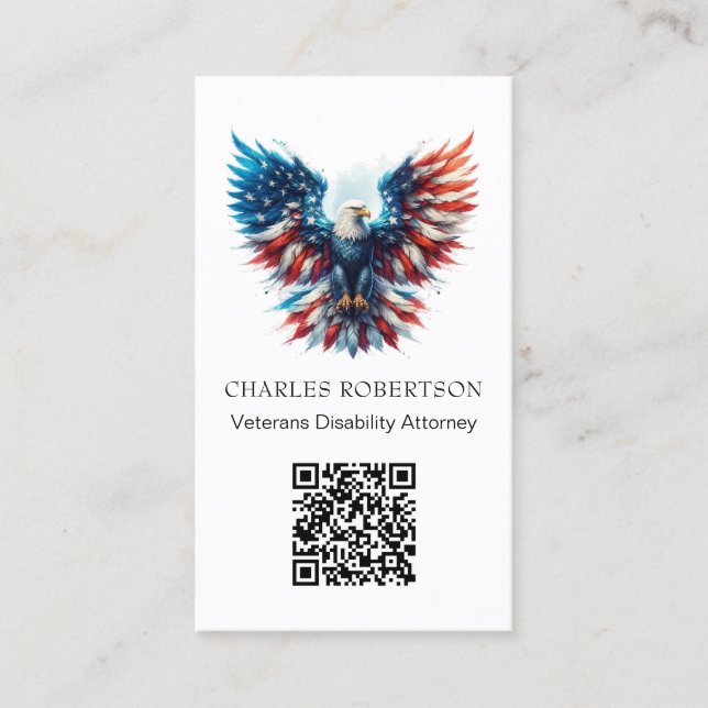*~* QR AP16 American Flag Bald Eagle Foto Visitenkarte (Vorderseite)