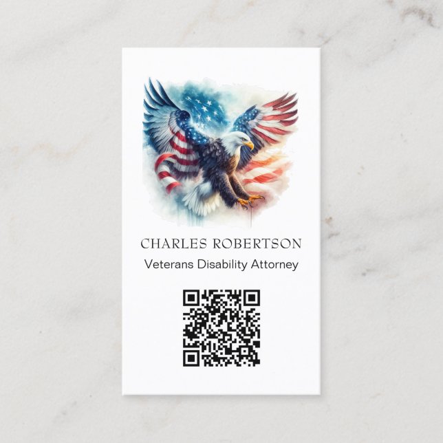 *~* QR AP16 American Flag Bald Eagle - Foto Visitenkarte (Vorderseite)