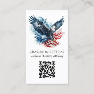 *~* QR - AP16 American Flag Bald Eagle - Foto Visitenkarte