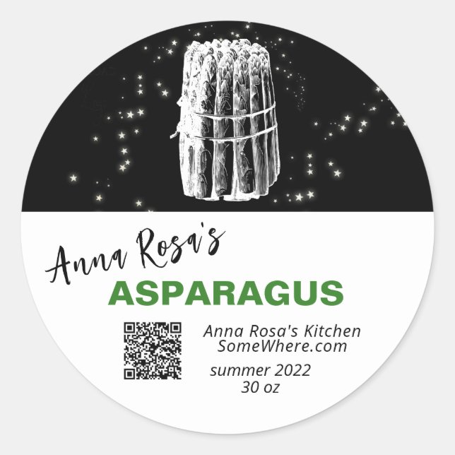 *~* QR AP30 ASPARAGUS - DEHYDRATED CANNING FREEZE RUNDER AUFKLEBER (Vorderseite)