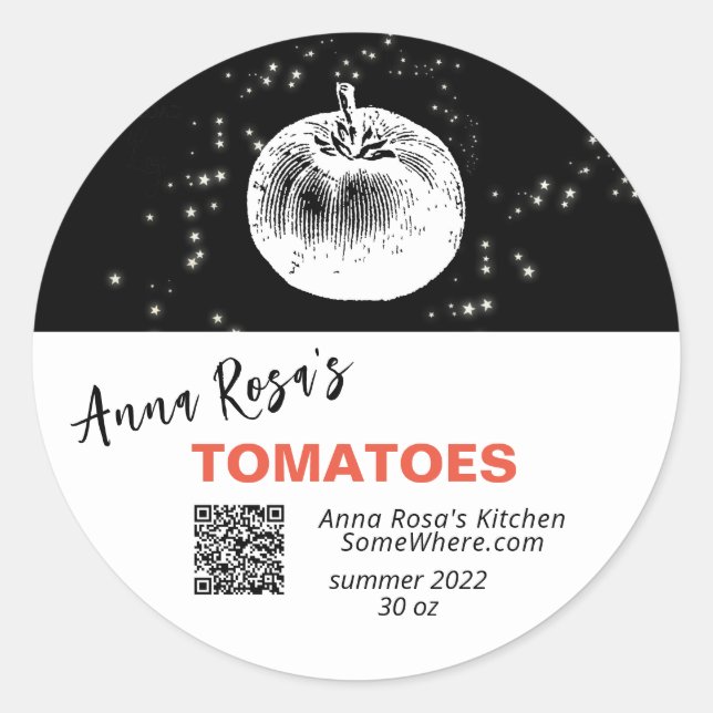 *~* QR AP30 TOMATO - DEHYDRATED CANNING FREEZE RUNDER AUFKLEBER (Vorderseite)